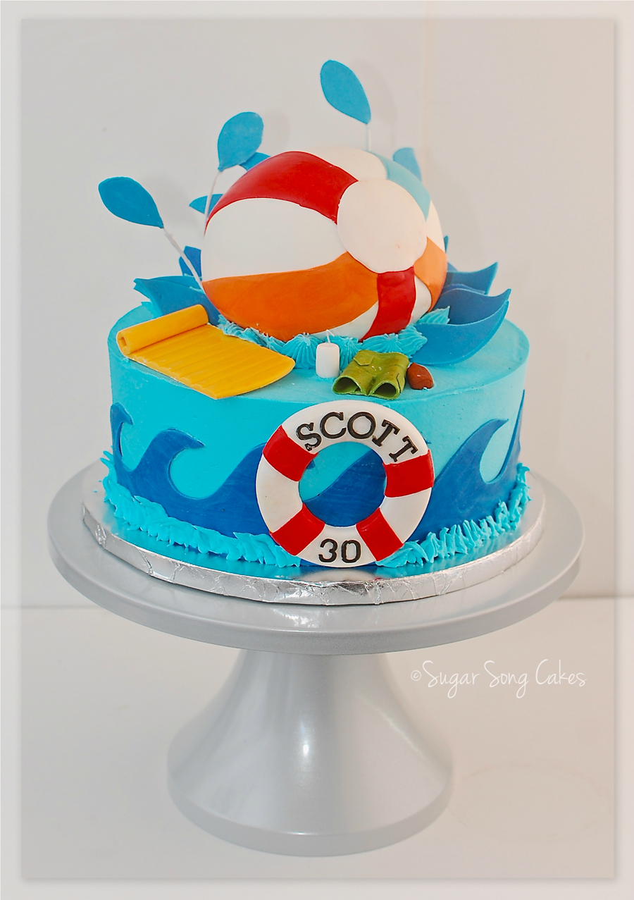 Pool Party Beach Ball Birthday Cake