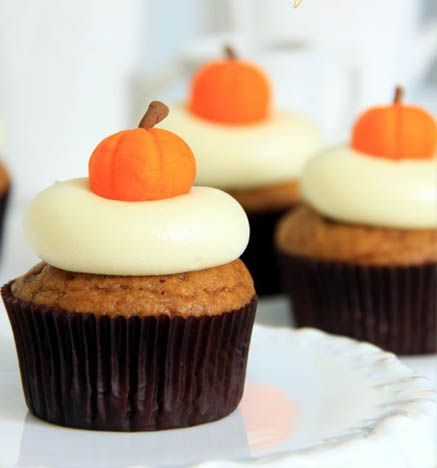 Pumpkin Cupcakes with Cream Cheese Frosting