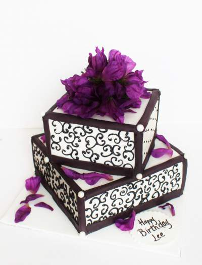 Purple and White 2 Tier Cakes