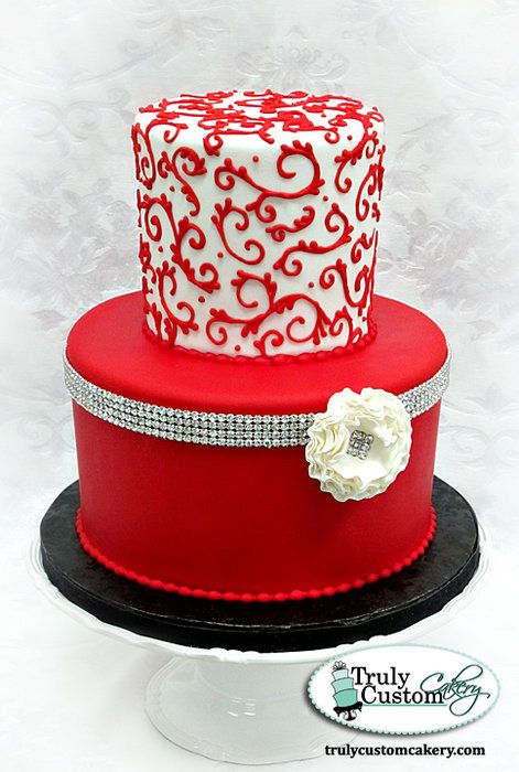 Red and White Elegant Birthday Cakes