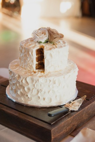 Rustic 2 Tier Square Wedding Cake