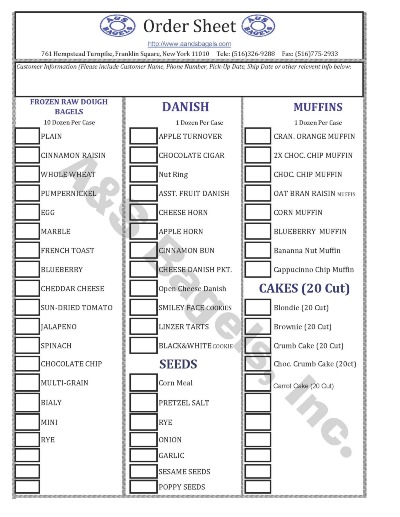 Sheet Cake Order