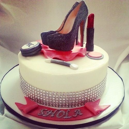 Shoe and Makeup Birthday Cakes