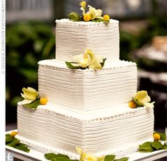 Square Buttercream Frosted Wedding Cakes