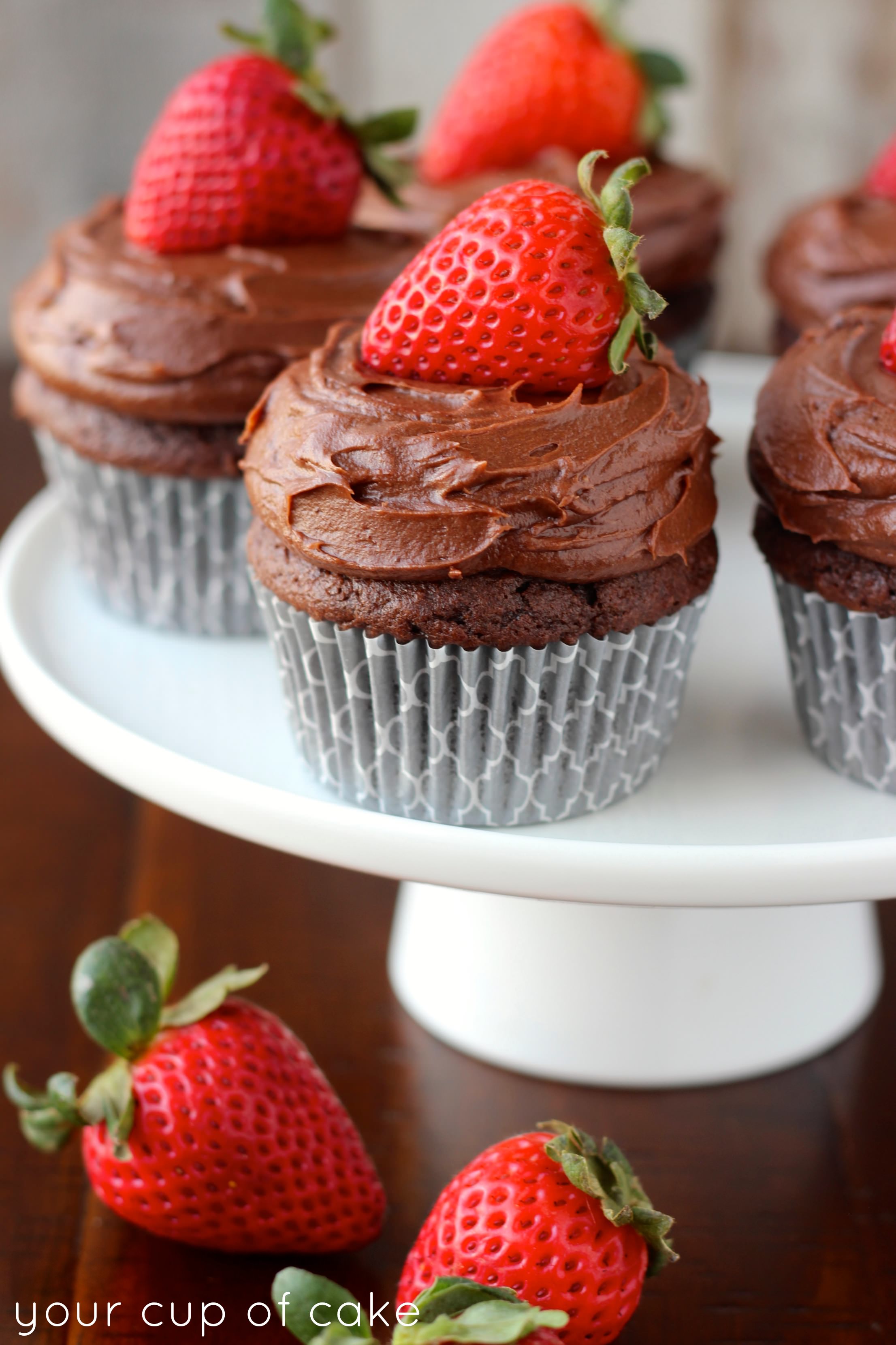 Strawberry Cupcakes with Chocolate Frosting