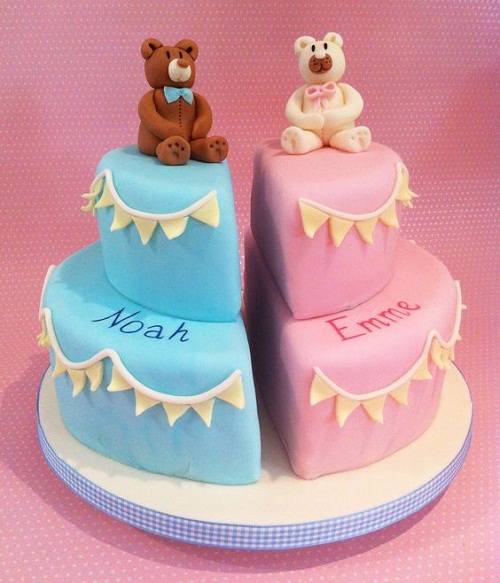 Twin Girls Christening Cake