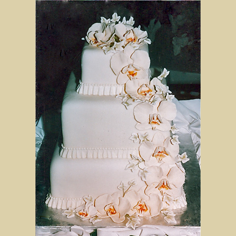 Wedding Cake with Cascading Orchids