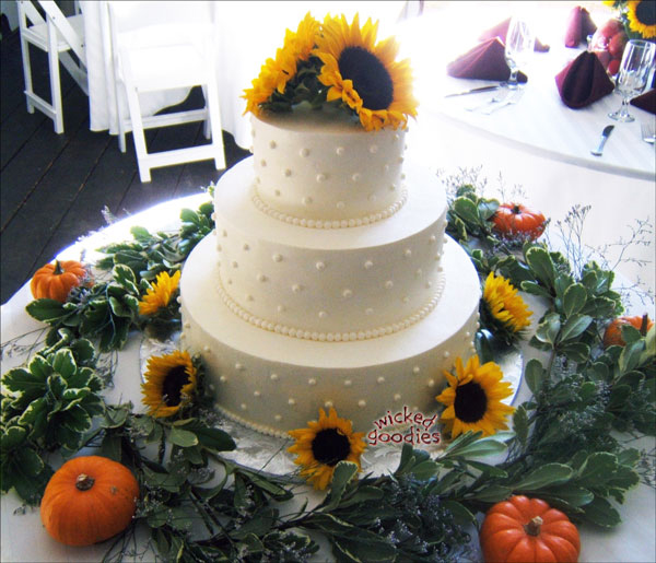 Wedding Cake with Sunflowers