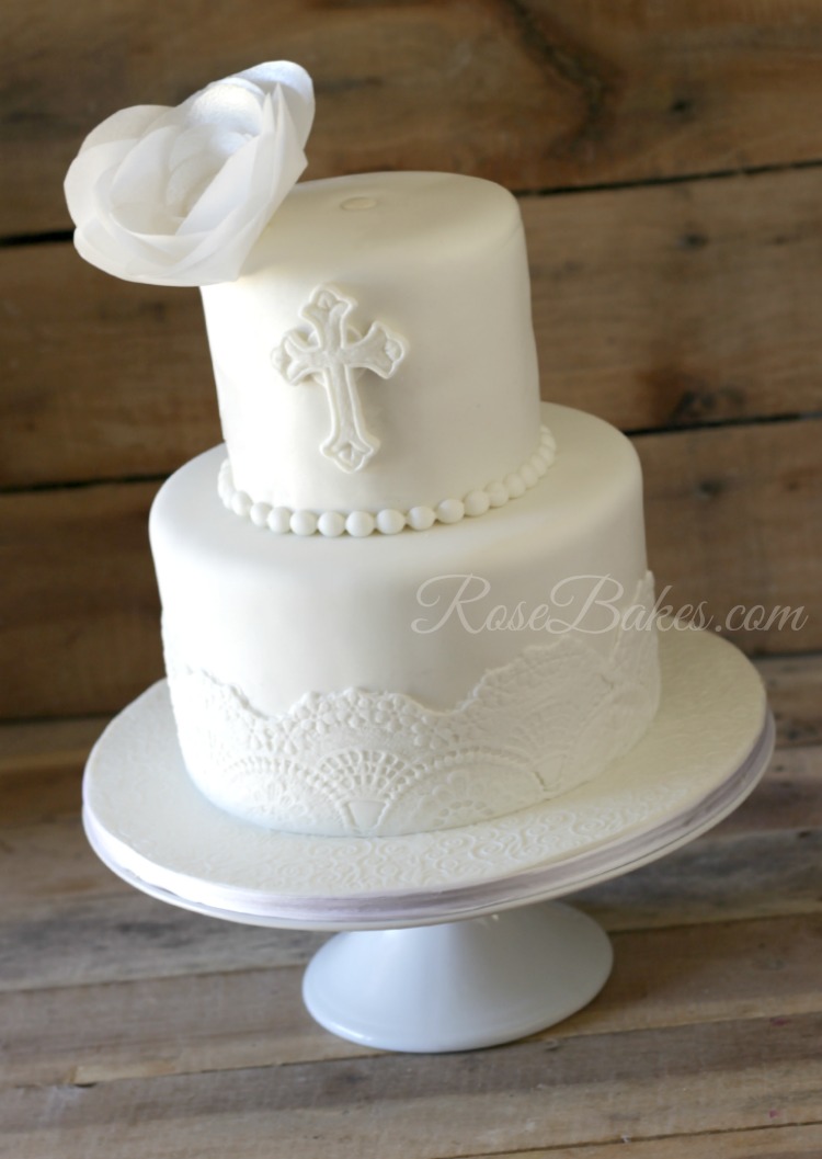 Wedding Cake with Wafer Paper Flower