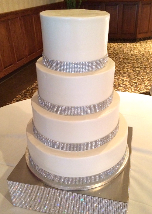 White Wedding Cakes with Crystals