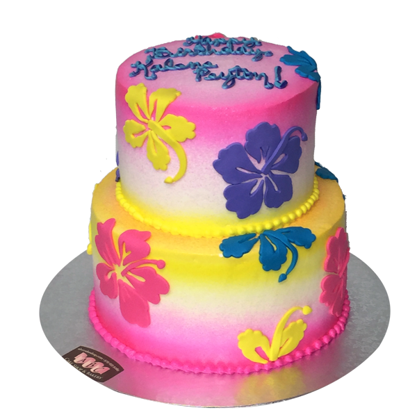 2 Tier Birthday Cake with Flowers