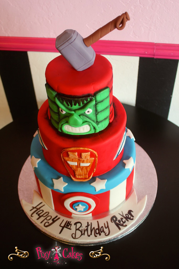 3 Tier Superhero Birthday Cake