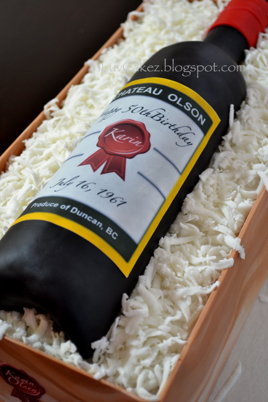 Birthday Cake with Wine Bottle