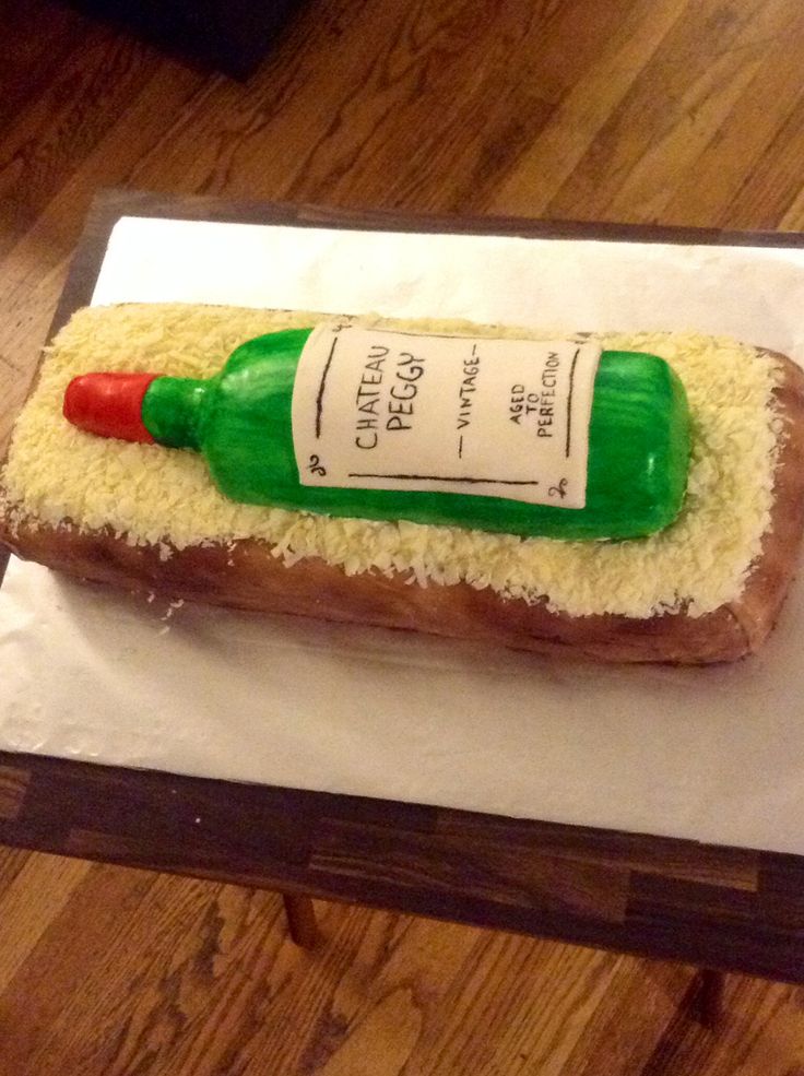 Birthday Cake with Wine Bottle