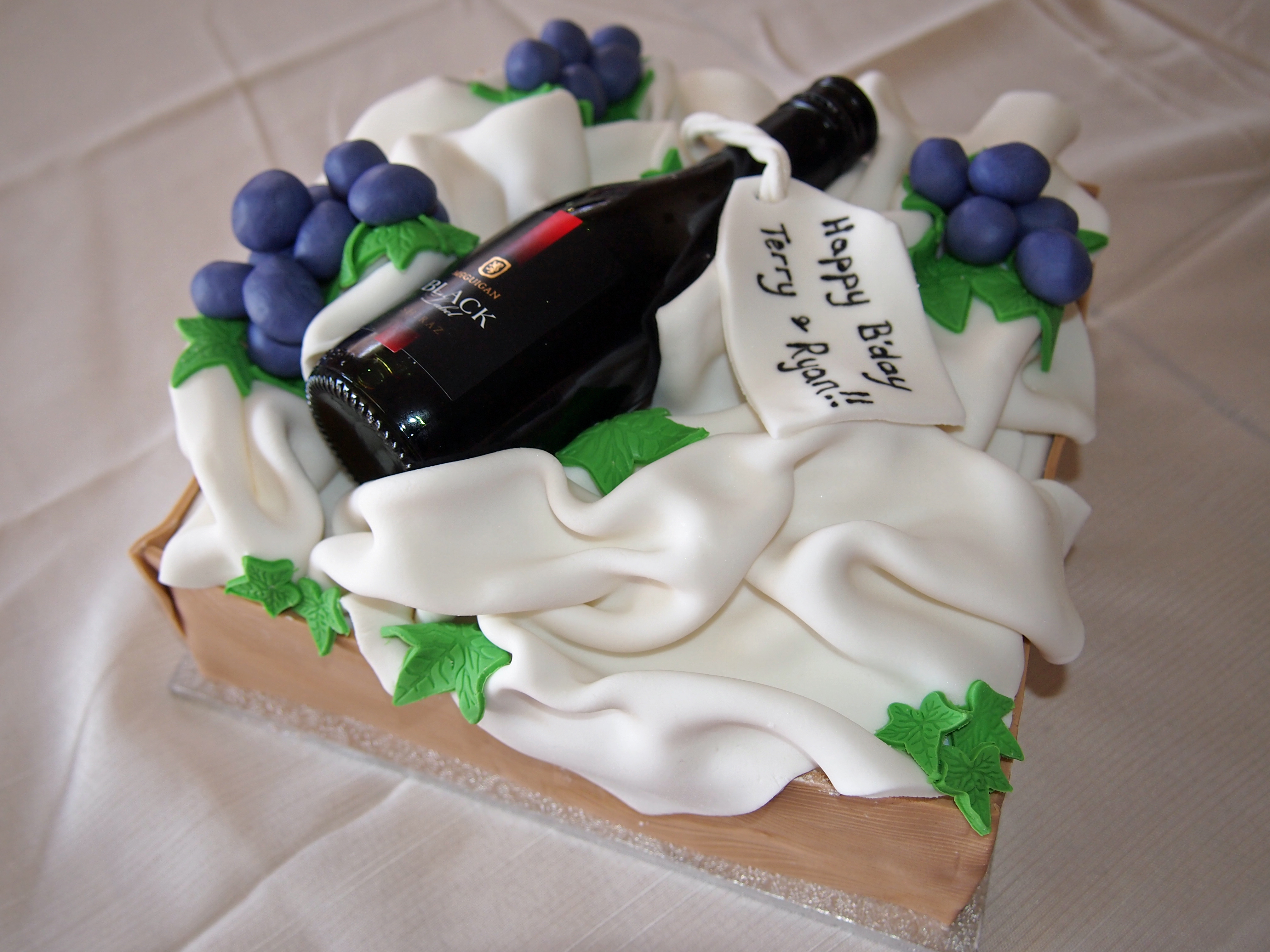 Birthday Cake with Wine Bottle