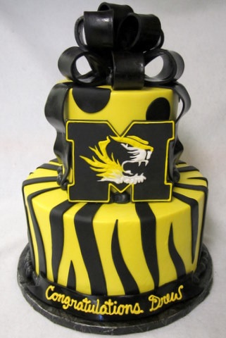 Black and Yellow Graduation Cake