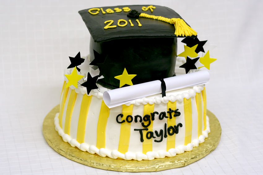 Black and Yellow Graduation Cake