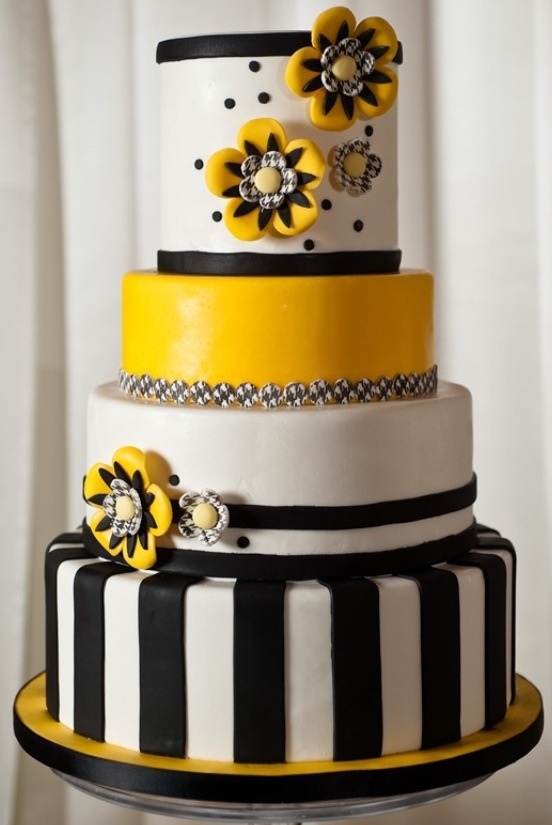 Black White & Yellow Cake