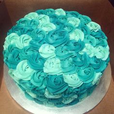 Blue and Teal Rosette Cake