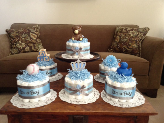 Boy Baby Shower Diaper Cake Centerpiece