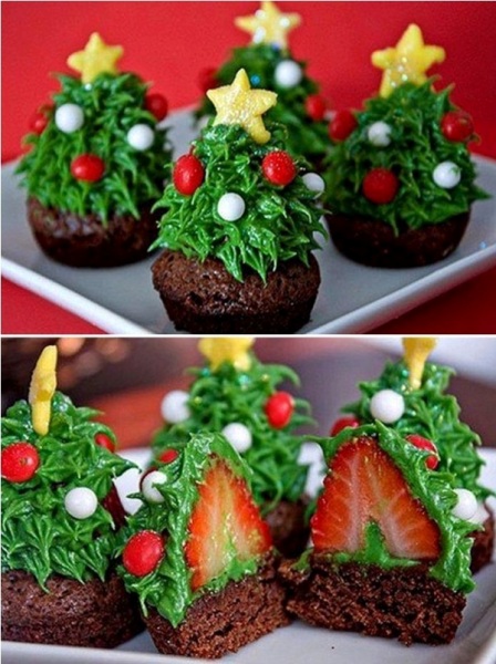 Cupcakes Christmas Strawberries Trees