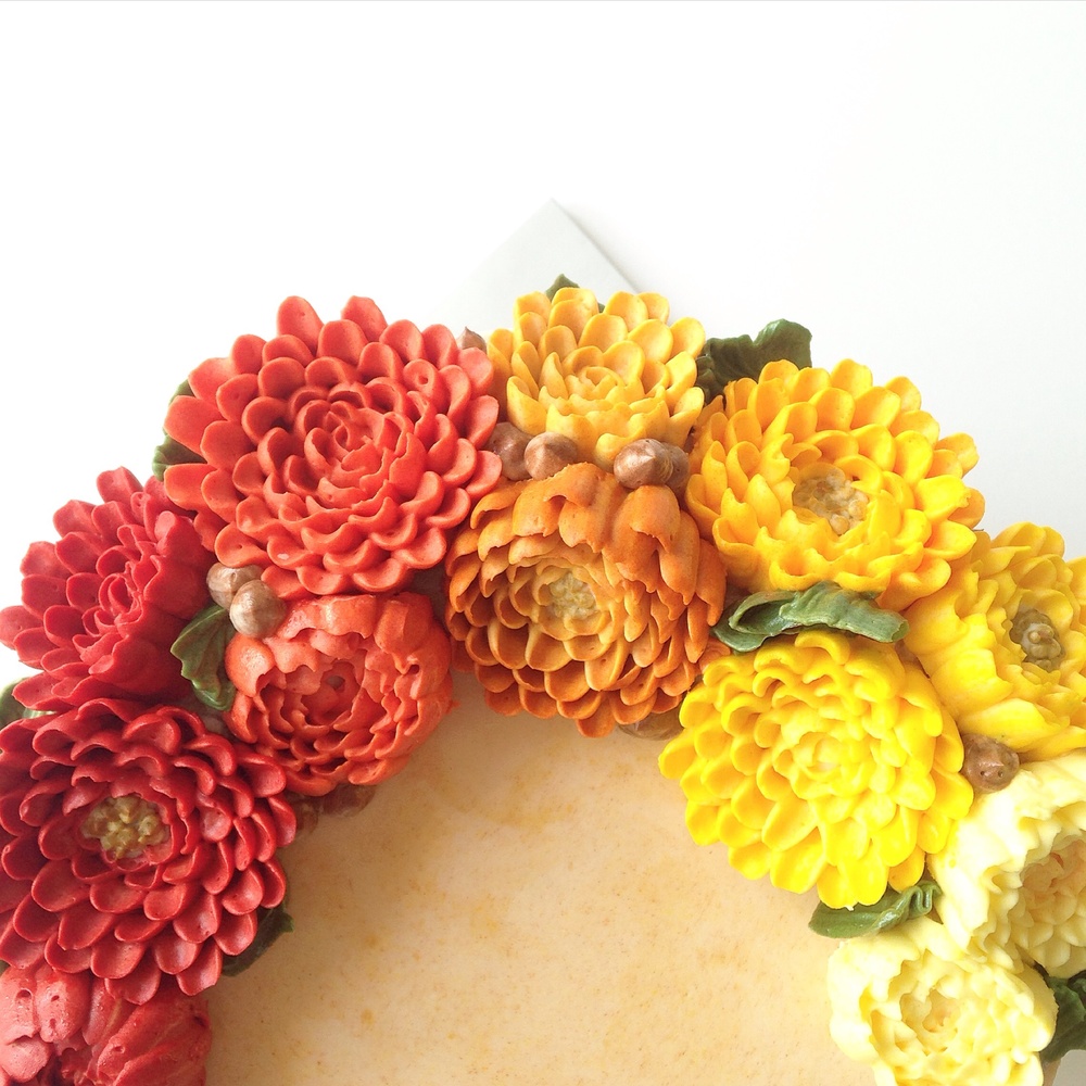 Fall Buttercream Flowers Cakes