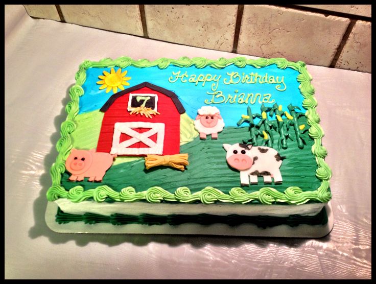 Farm Animal Birthday Sheet Cakes