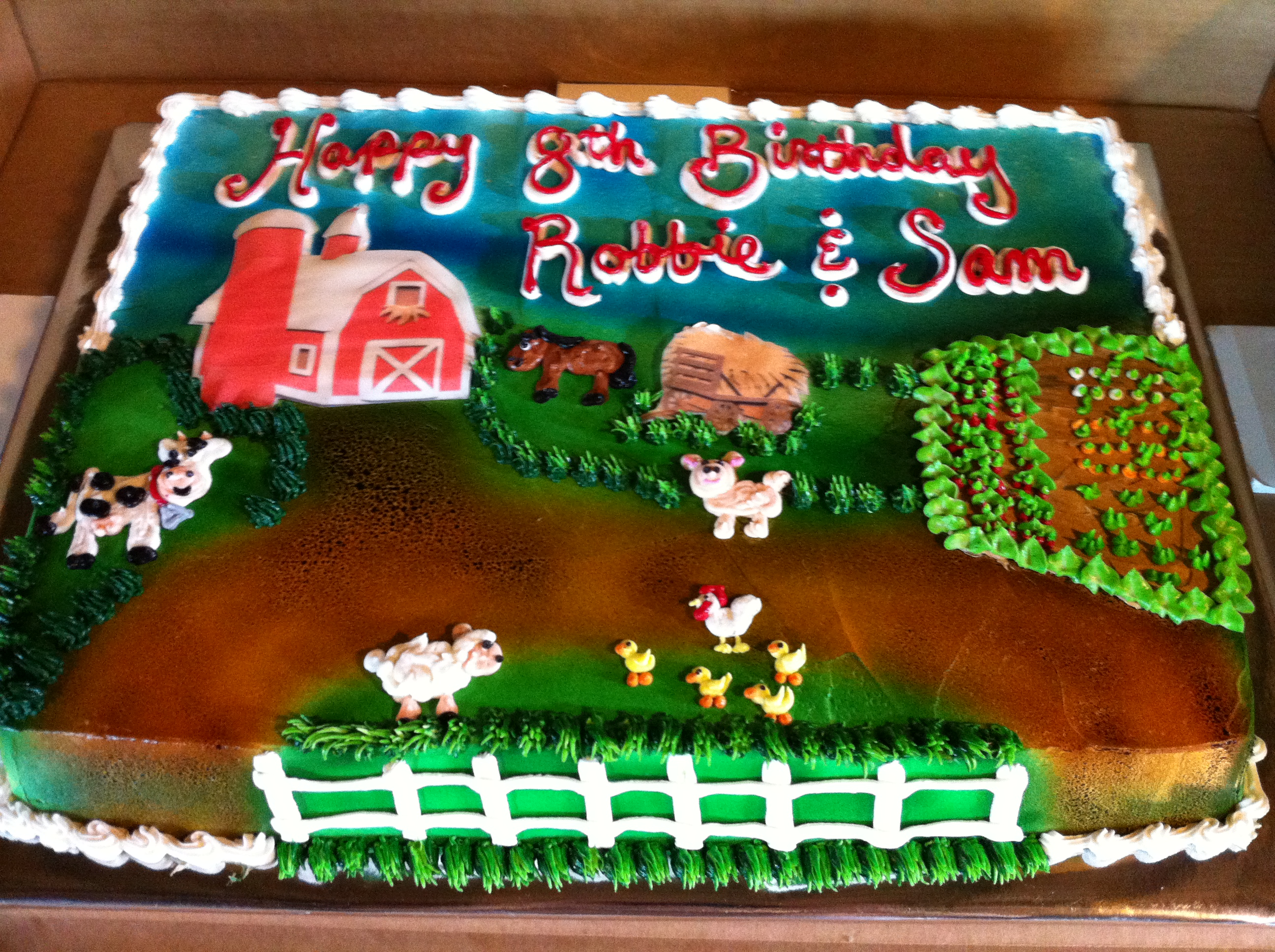 Farm Animal Birthday Sheet Cakes