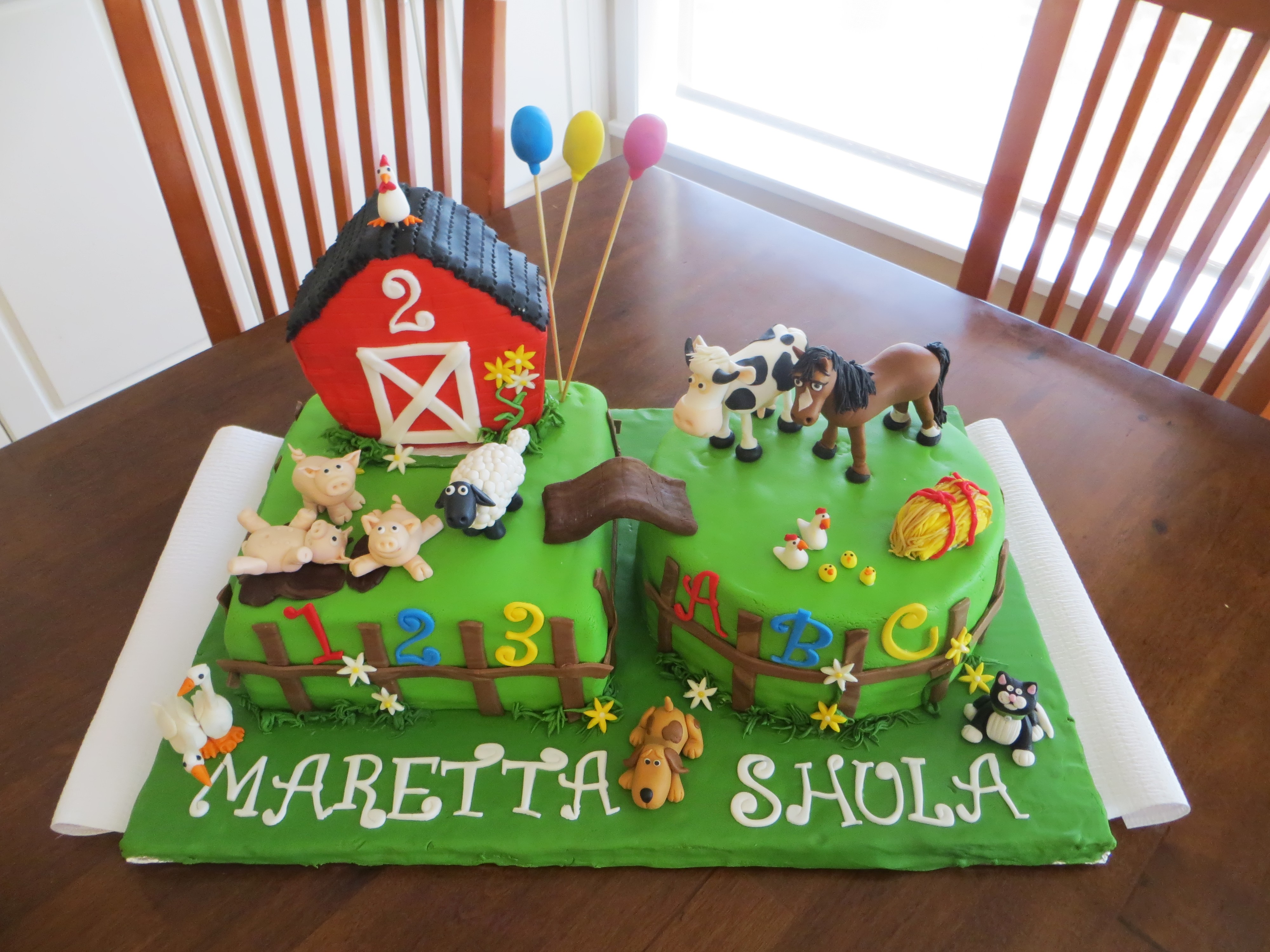 Farm Theme Birthday Cake for Twins