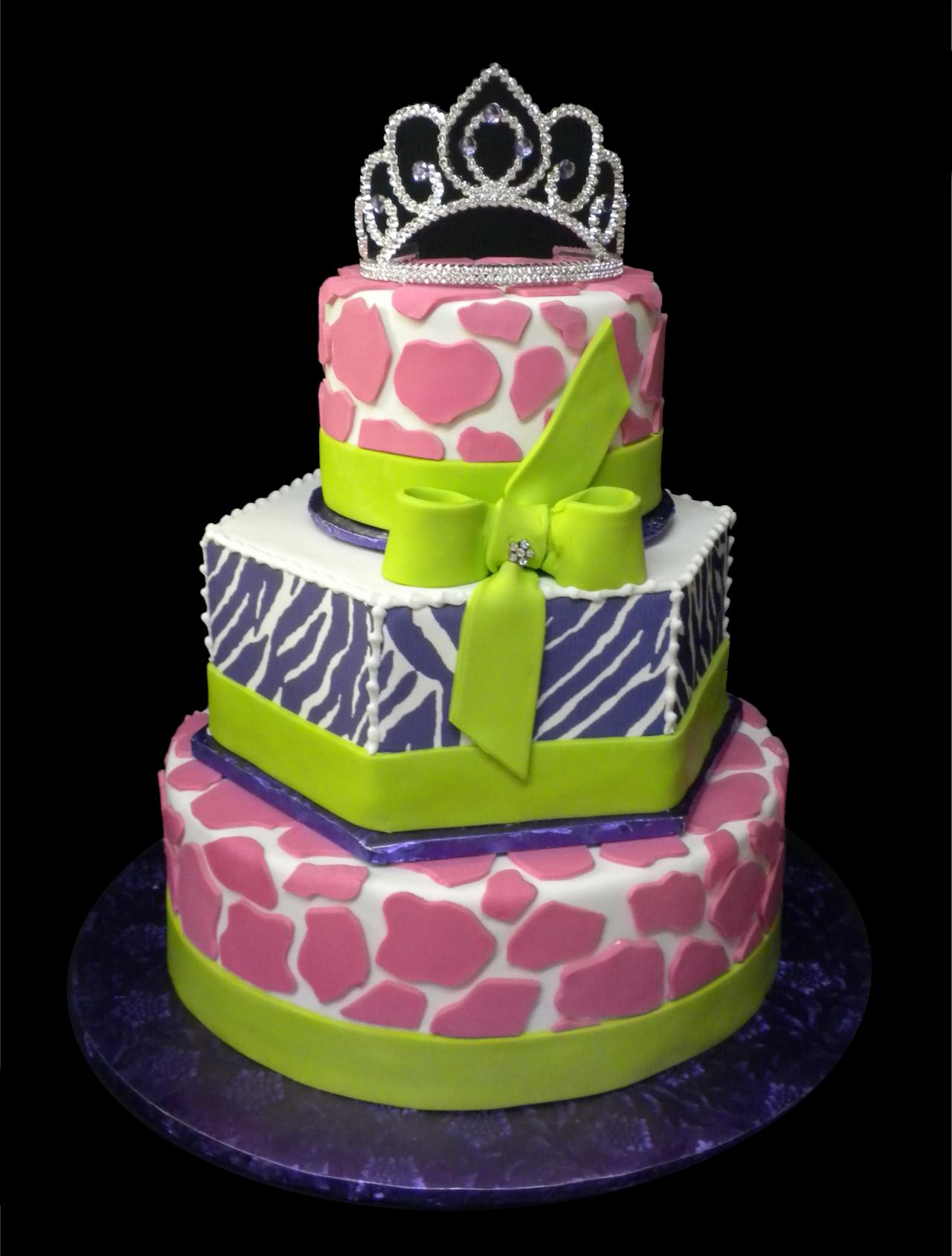 Giraffe and Zebra Birthday Cake