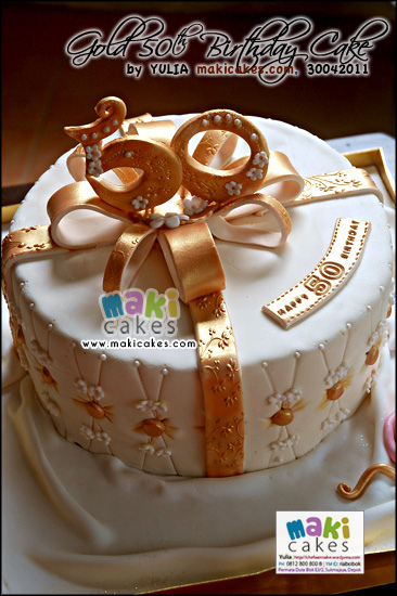 Gold 50th Birthday Cake