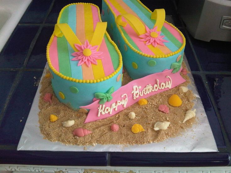 Happy Birthday Cake with Flip Flops