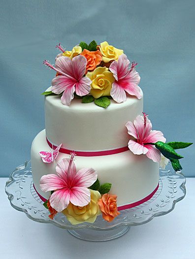 Hawaiian Hibiscus Flower Cake