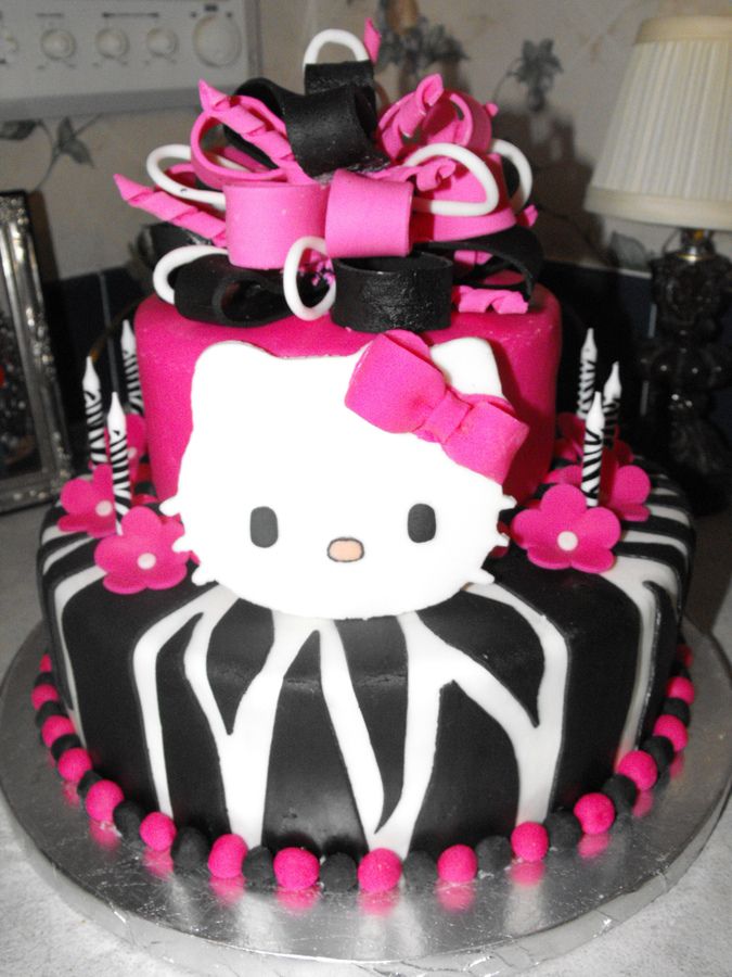 Hello Kitty Zebra Birthday Cakes