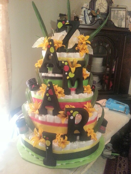 Jamaican Themed Diaper Cake