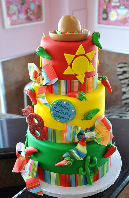 Mexican Fiesta Themed Birthday Cake