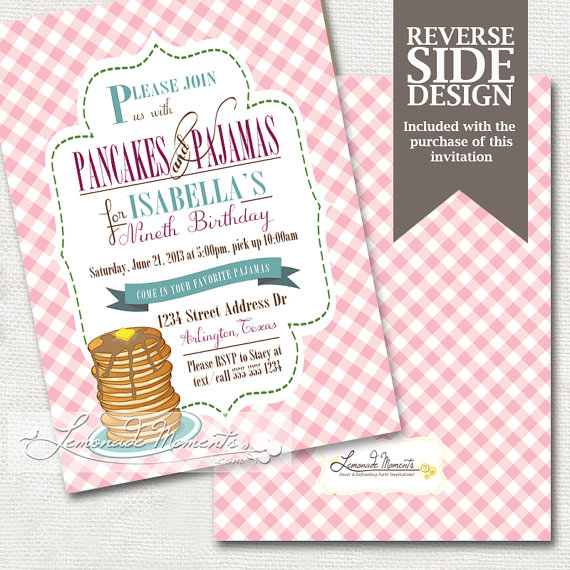 Pajamas and Pancakes Slumber Party Invitation