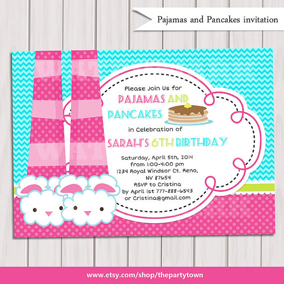 Pancakes and Pajamas Party Invitations Free