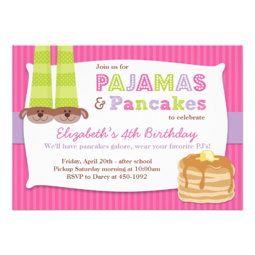 Pancakes Sleepover Birthday Party Invitations