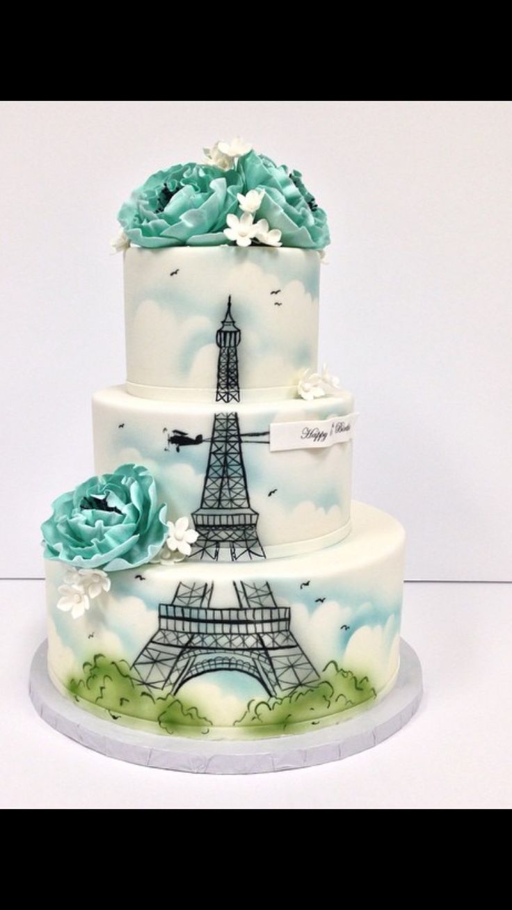 Paris Eiffel Tower Themed Cake