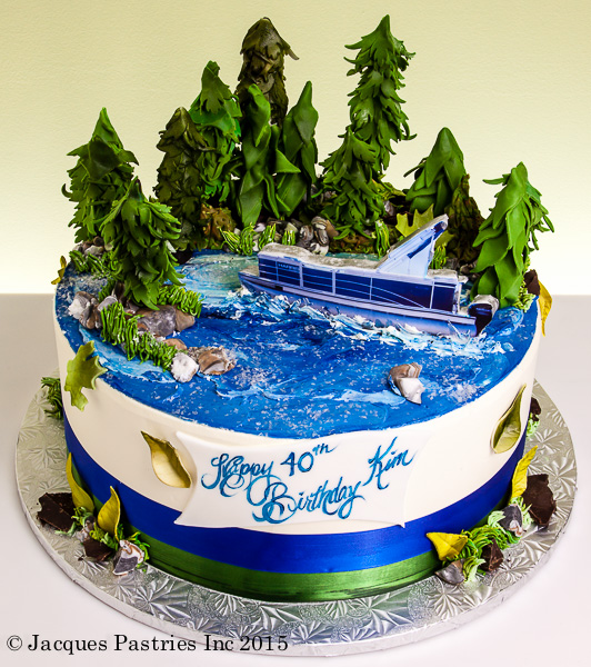 Pic Boat Birthday Cake On a Lake