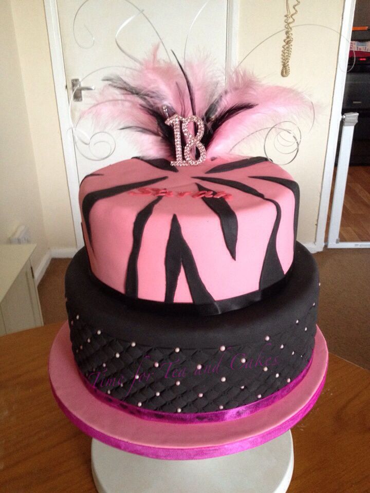 Pink and Black 18th Birthday Cake