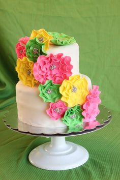 Pink and Green Baby Shower Cake