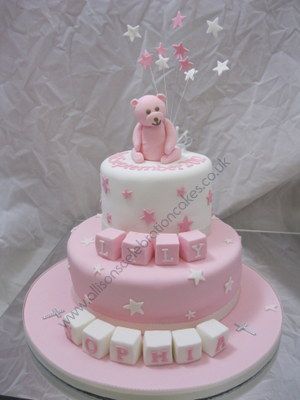 Pink and White Christening Cake