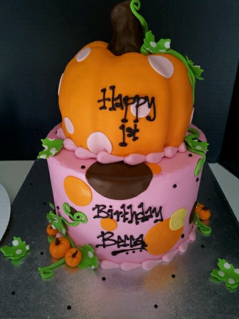 Pumpkin First Birthday Cake