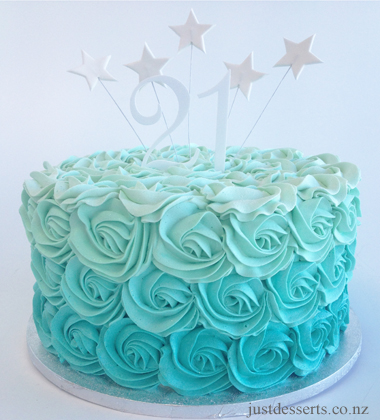 Purple and Teal Birthday Cake