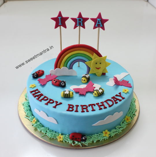 Rainbow Decorated Birthday Cake