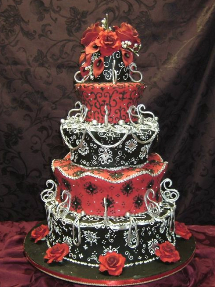 Red and Black Wedding Cakes Ideas