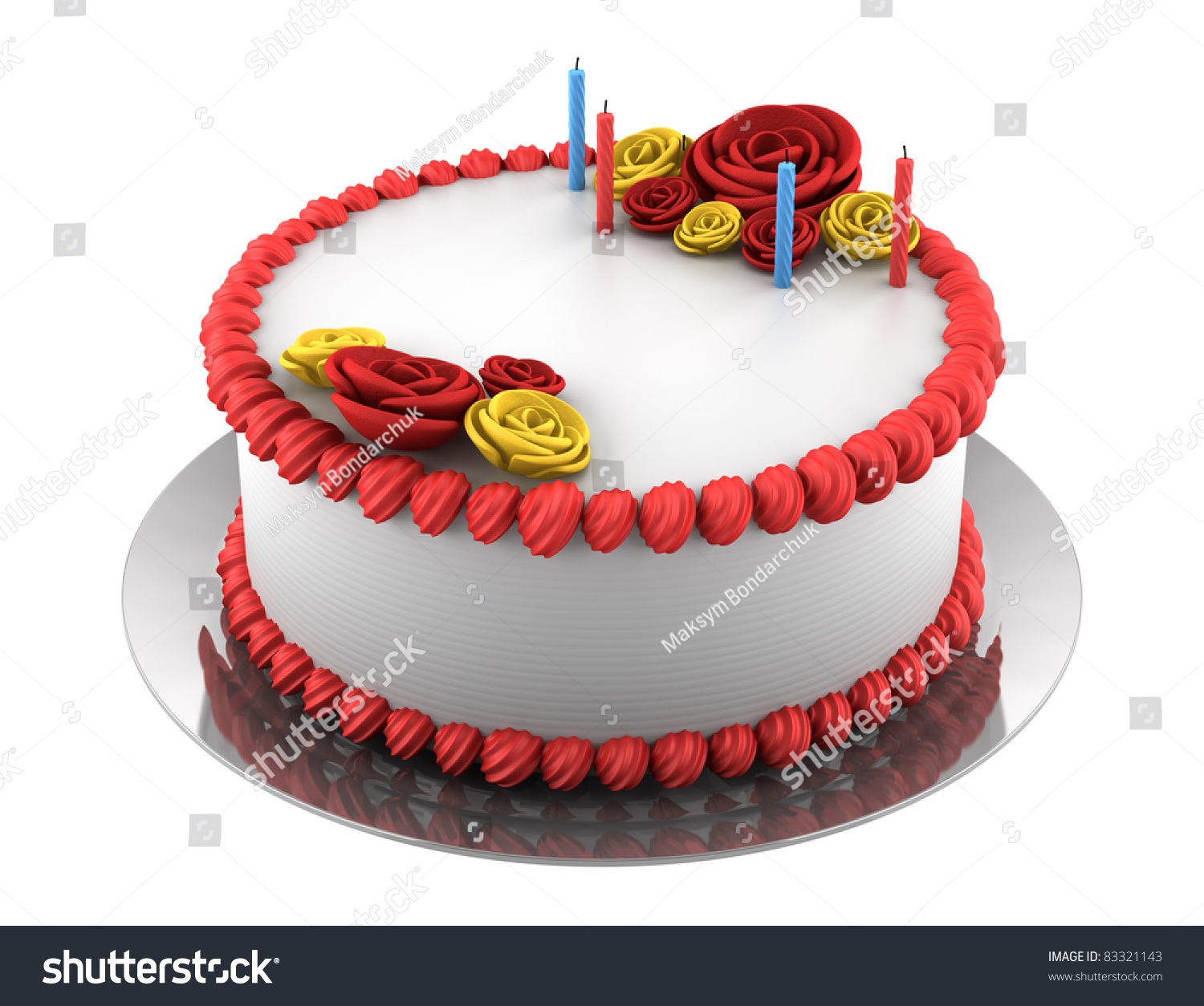 Round Birthday Cake with Candles