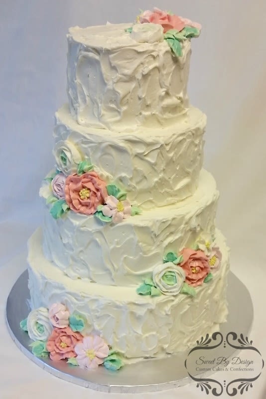 Rustic Buttercream Wedding Cake Flower